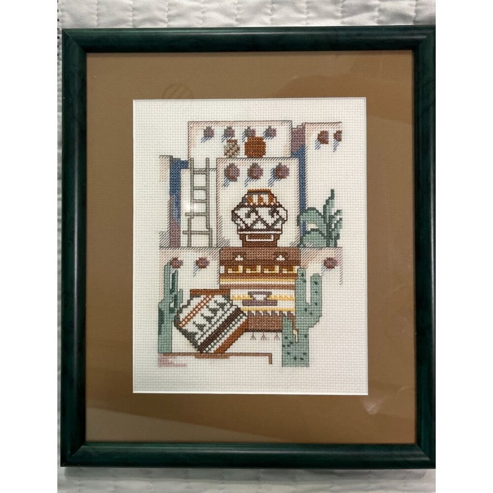 Golden Bee Counted Cross Stitch Kit 60417 Pueblo Scene Frame 11" x 10" Framed
